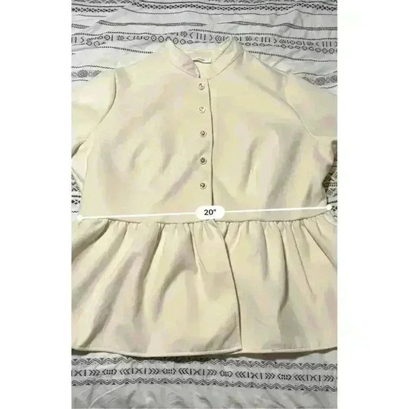 Yitemei Women's 2XL White Peplum Overcoat Stand Collar Ruffle Hem - Picture 9 of 12